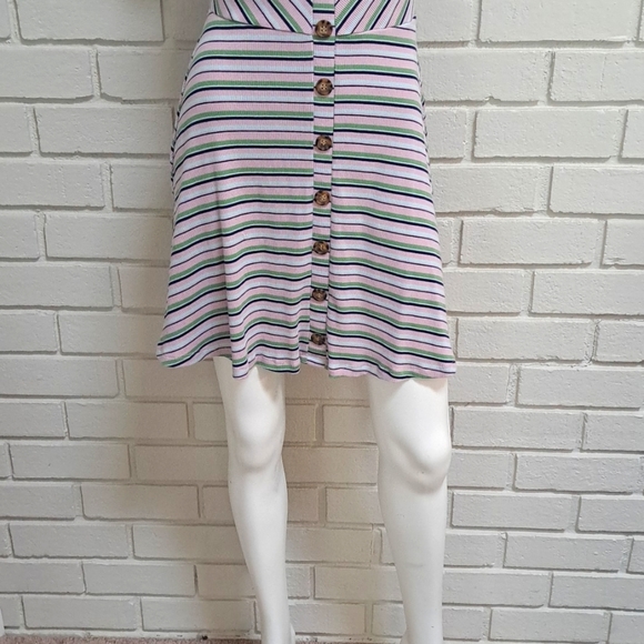 Miami Striped Faux Button Down Tie Sleeve Dress. Size Small NWOT - Picture 5 of 9